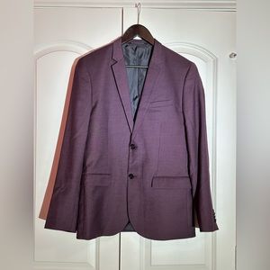 H&M burgundy suit - sizes: skinny fit 38R blazer, skinny fit 33R pants